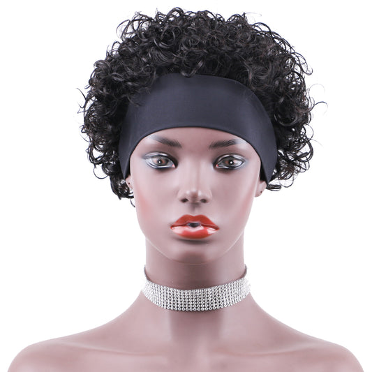 Headband Wig 100%Human Hair Wigs Water Curl item#9229