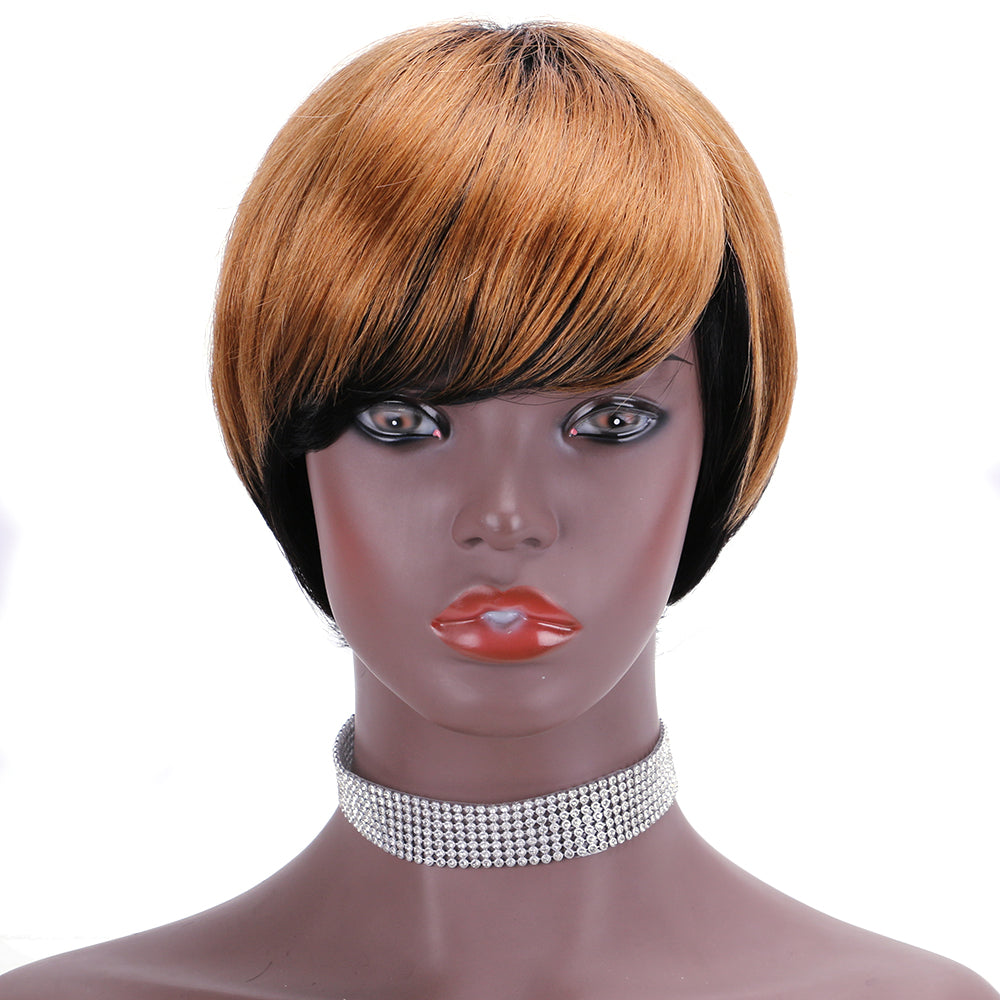 Pixie Cut wig 100%Human Hair Short Wigs Layered Wigs Full Machine Made Wig  item#9163A