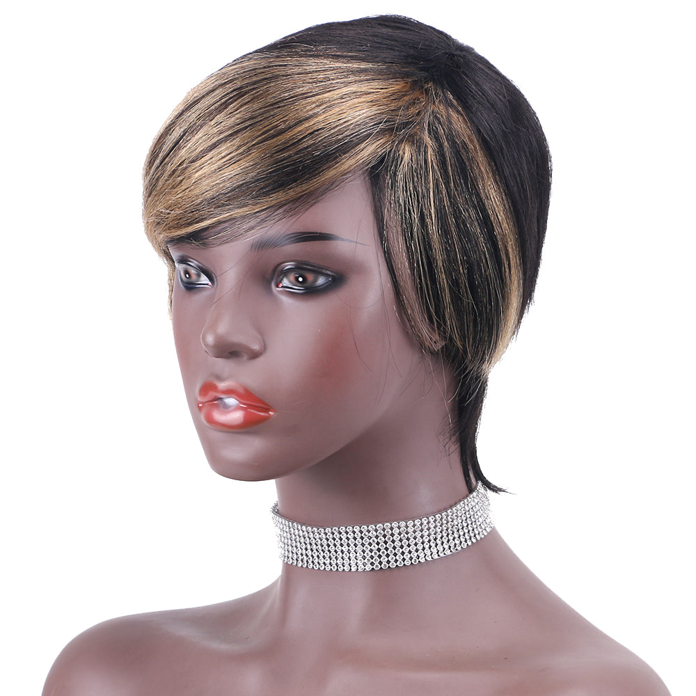 Pixie Cut wig 100%Human Hair Short Wigs Layered Wigs Full Machine Made Wig  item#9100