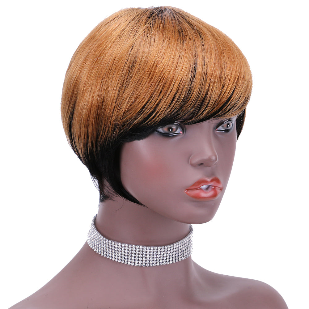 Pixie Cut wig 100%Human Hair Short Wigs Layered Wigs Full Machine Made Wig  item#9163A