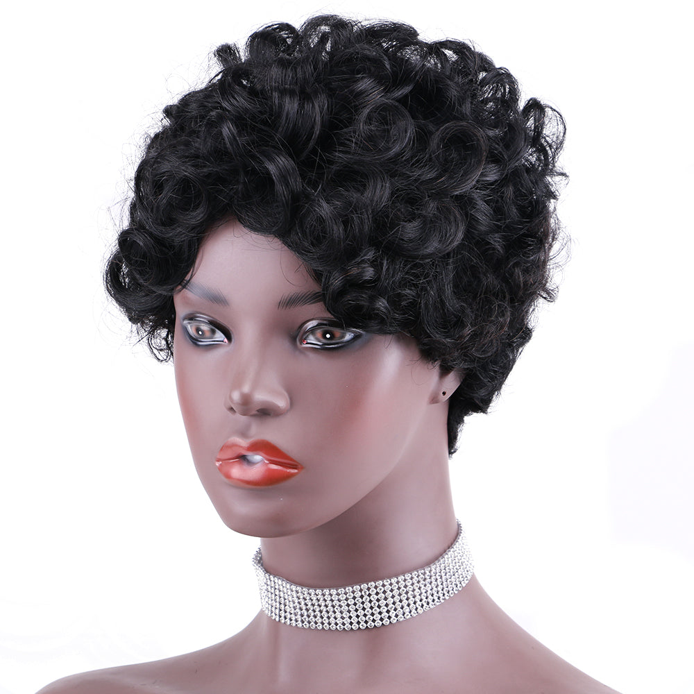 Pixie Cut wig 100%Human Hair Curl Short Wigs Layered Wigs Full Machine Made Wig item#9018