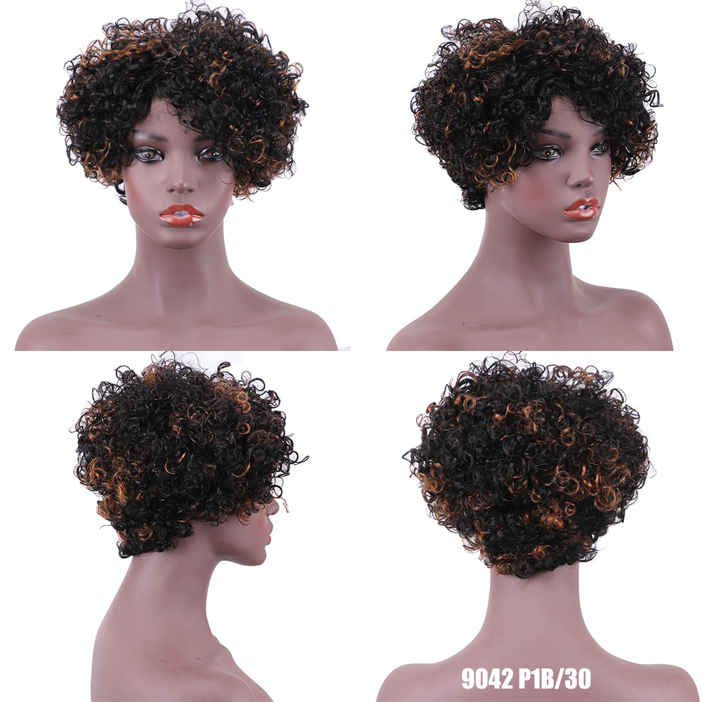 Pixie Cut wig 100%Human Hair Curl Short Wigs Layered Wigs Full Machine Made Wig item#9042