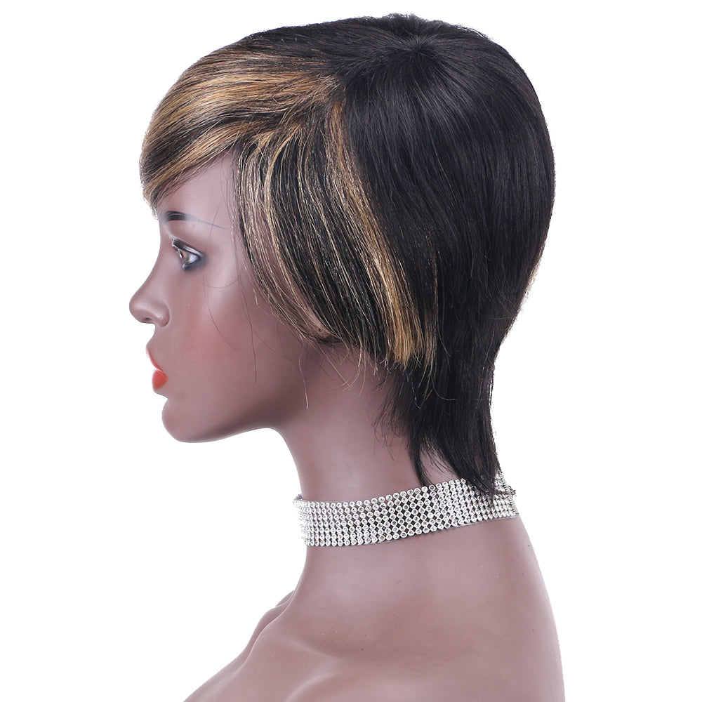 Pixie Cut wig 100%Human Hair Short Wigs Layered Wigs Full Machine Made Wig  item#9100