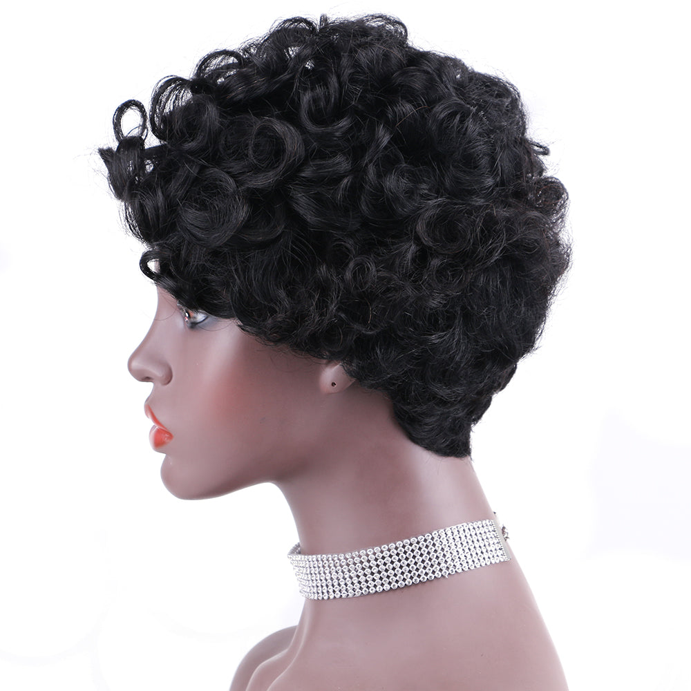 Pixie Cut wig 100%Human Hair Curl Short Wigs Layered Wigs Full Machine Made Wig item#9018