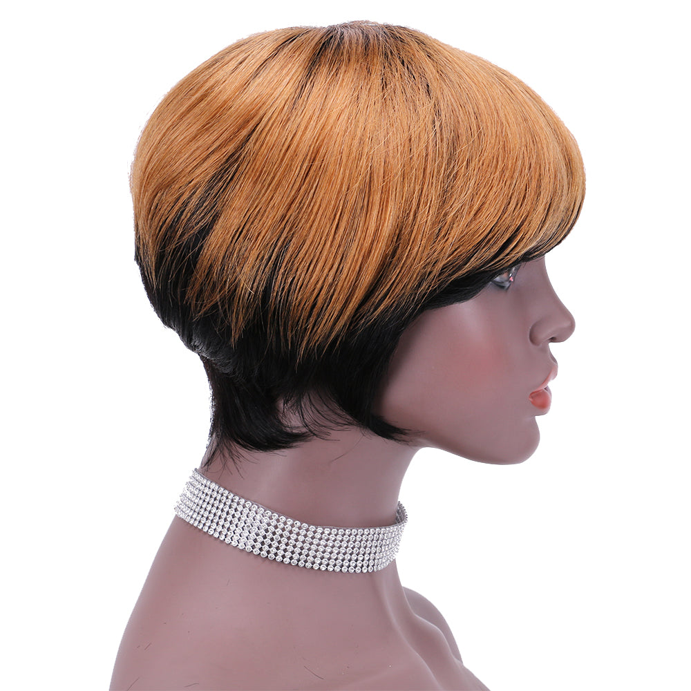 Pixie Cut wig 100%Human Hair Short Wigs Layered Wigs Full Machine Made Wig  item#9163A