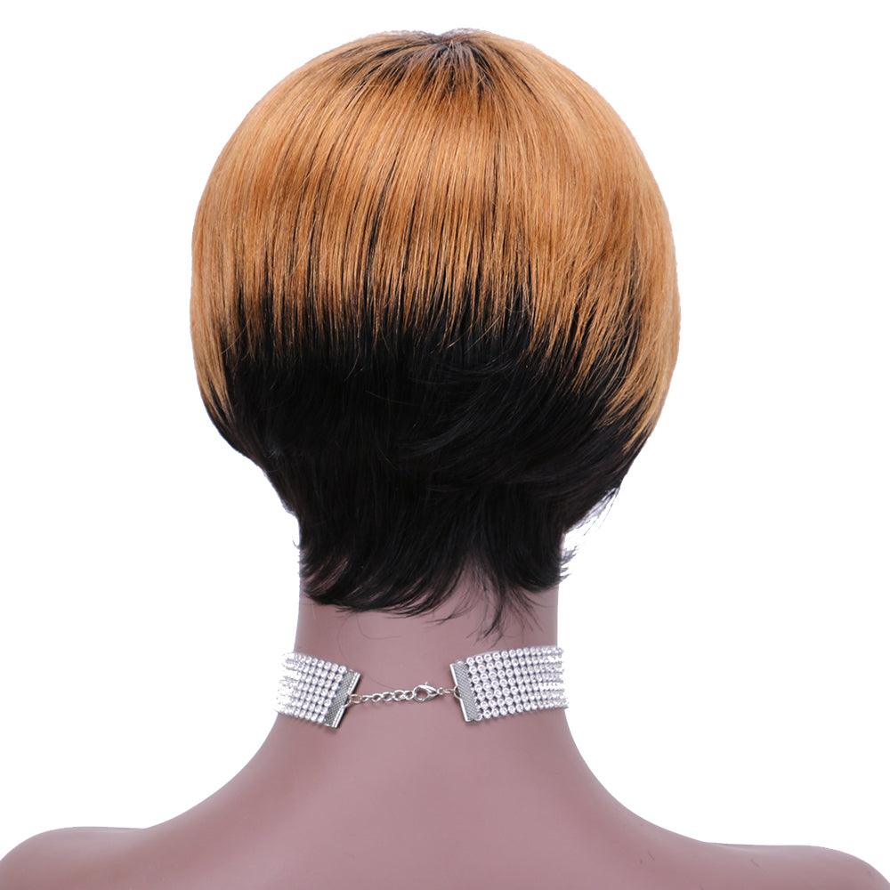 Pixie Cut wig 100%Human Hair Short Wigs Layered Wigs Full Machine Made Wig  item#9163A