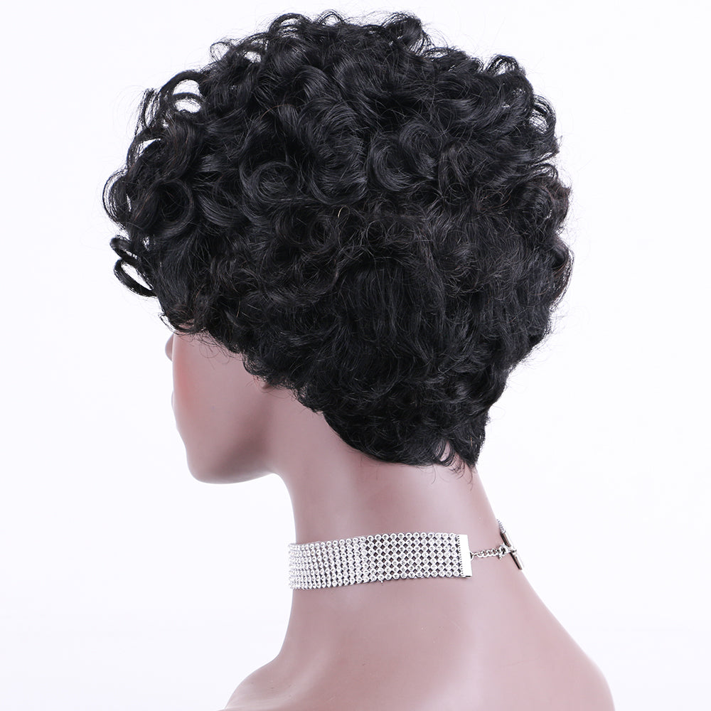 Pixie Cut wig 100%Human Hair Curl Short Wigs Layered Wigs Full Machine Made Wig item#9018