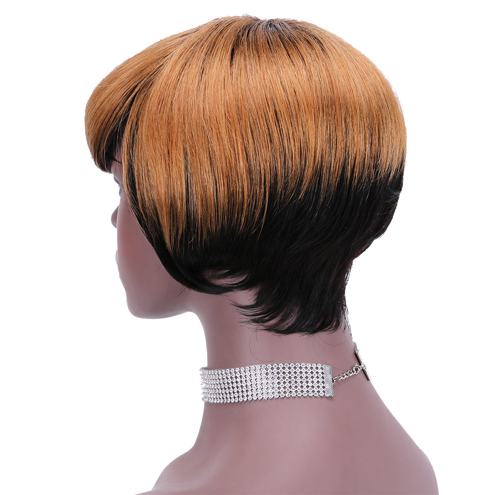 Pixie Cut wig 100%Human Hair Short Wigs Layered Wigs Full Machine Made Wig  item#9163A