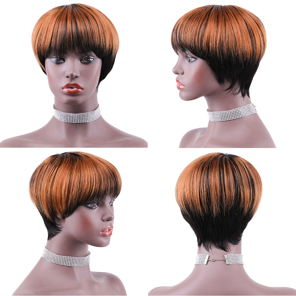 Pixie Cut wig 100%Human Hair Short Wigs Layered Wigs Full Machine Made Wig  item#9105