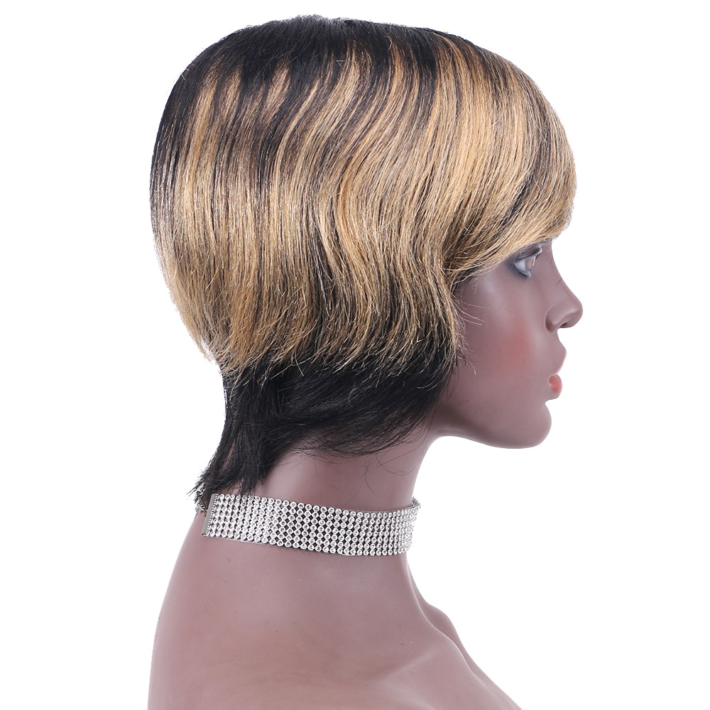 Pixie Cut wig 100%Human Hair Short Wigs Layered Wigs Full Machine Made Wig  item#9100