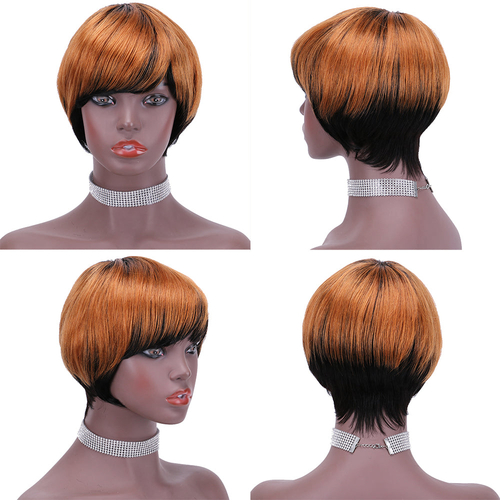 Pixie Cut wig 100%Human Hair Short Wigs Layered Wigs Full Machine Made Wig  item#9163A