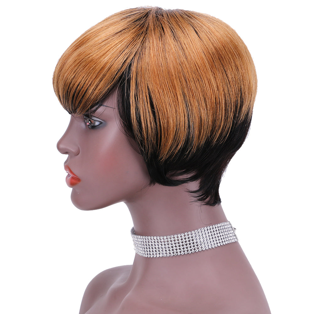 Pixie Cut wig 100%Human Hair Short Wigs Layered Wigs Full Machine Made Wig  item#9163A