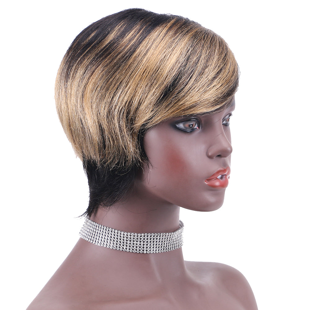 Pixie Cut wig 100%Human Hair Short Wigs Layered Wigs Full Machine Made Wig  item#9100