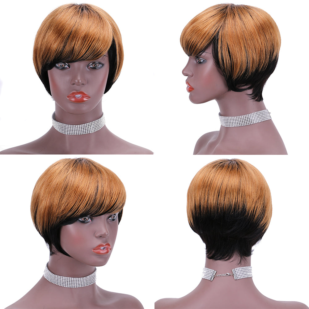 Pixie Cut wig 100%Human Hair Short Wigs Layered Wigs Full Machine Made Wig  item#9163A