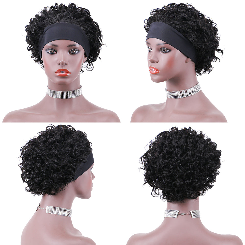 Headband Wig 100%Human Hair Wigs Deep Wave item#9229