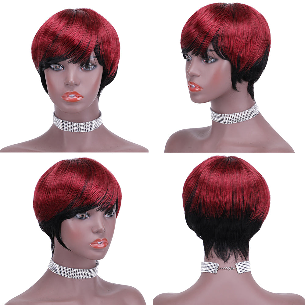 Pixie Cut wig 100%Human Hair Short Wigs Layered Wigs Full Machine Made Wig  item#9163A