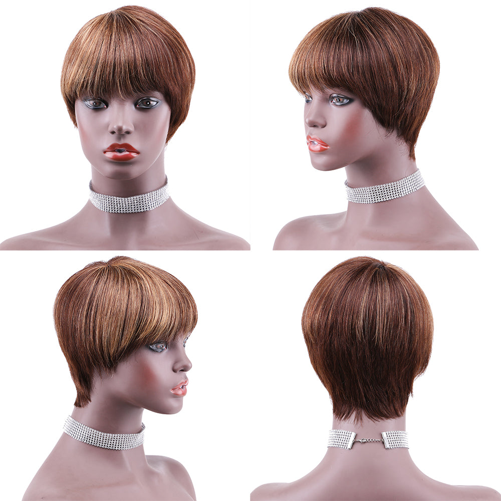 Pixie Cut wig 100%Human Hair Short Wigs Layered Wigs Full Machine Made Wig  item#9105