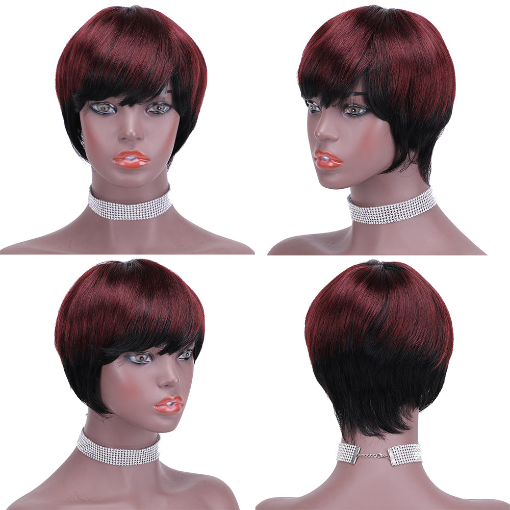 Pixie Cut wig 100%Human Hair Short Wigs Layered Wigs Full Machine Made Wig  item#9163A