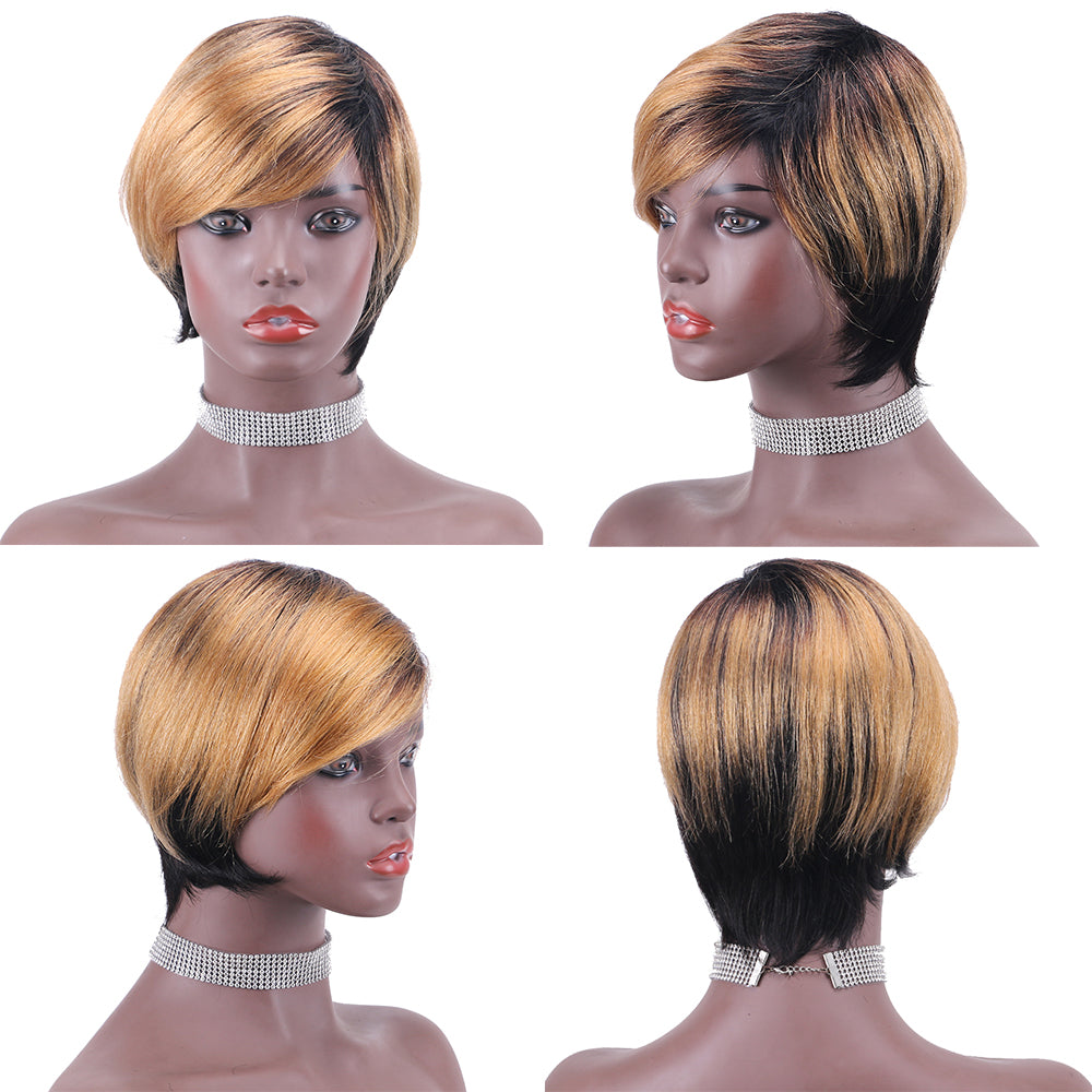 Pixie Cut wig 100%Human Hair Short Wigs Layered Wigs Full Machine Made Wig  item#9100