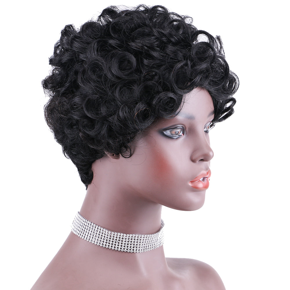 Pixie Cut wig 100%Human Hair Curl Short Wigs Layered Wigs Full Machine Made Wig item#9018