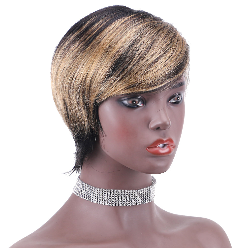 Pixie Cut wig 100%Human Hair Short Wigs Layered Wigs Full Machine Made Wig  item#9100