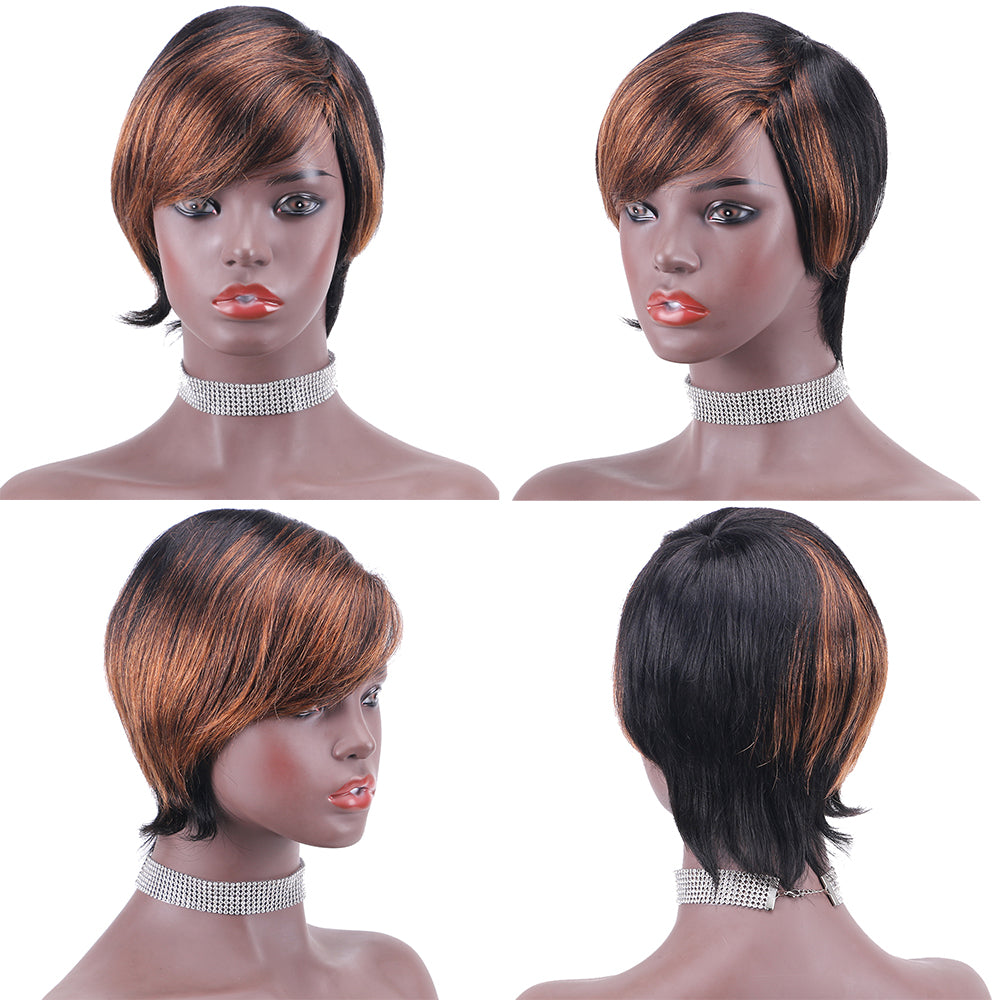 Pixie Cut wig 100%Human Hair Short Wigs Layered Wigs Full Machine Made Wig  item#9100