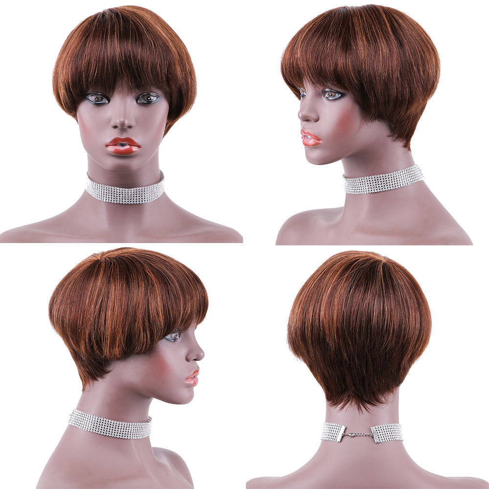 Pixie Cut wig 100%Human Hair Short Wigs Layered Wigs Full Machine Made Wig  item#9105