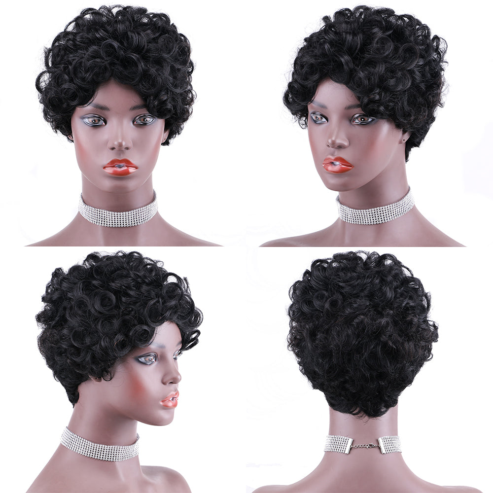 Pixie Cut wig 100%Human Hair Curl Short Wigs Layered Wigs Full Machine Made Wig item#9018