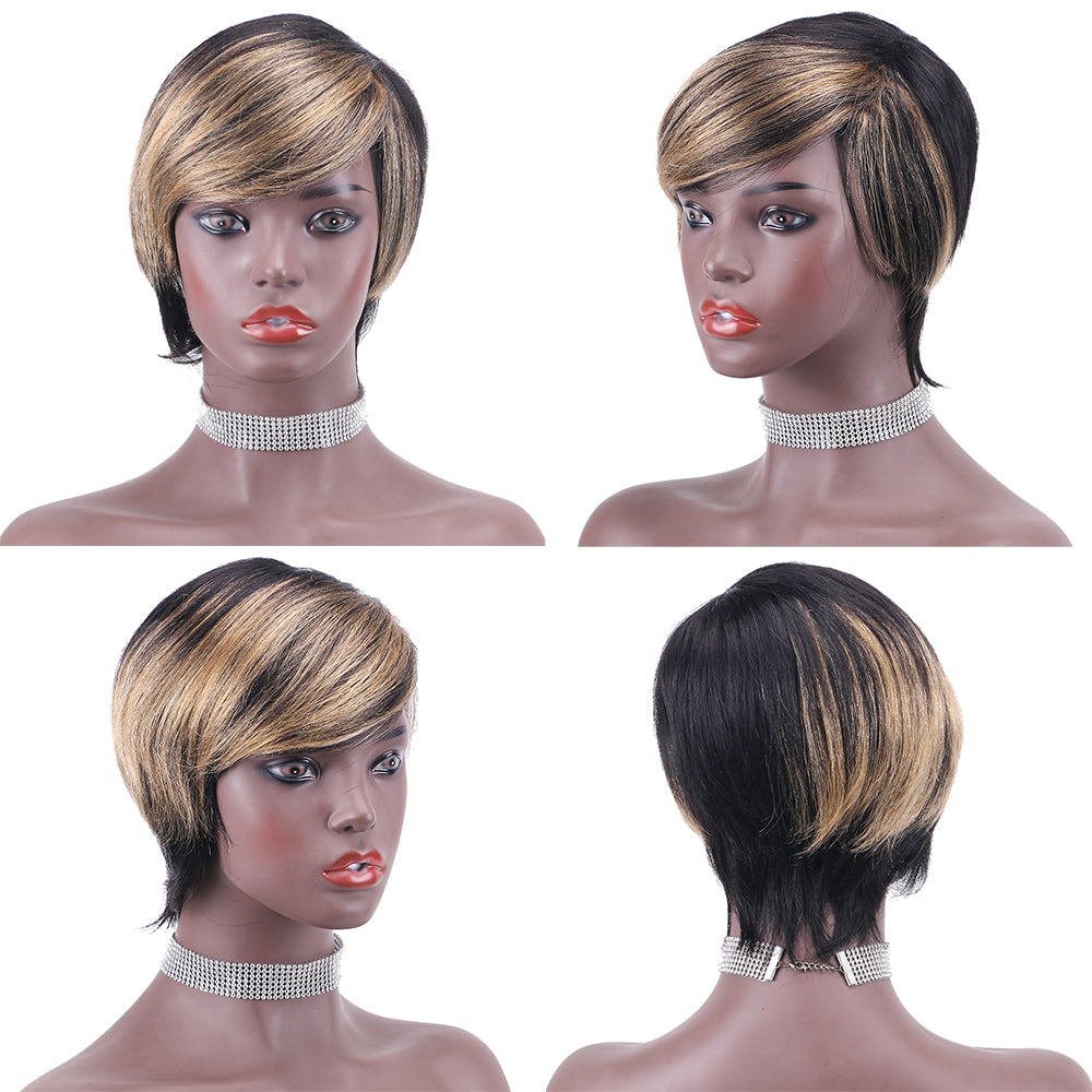 Pixie Cut wig 100%Human Hair Short Wigs Layered Wigs Full Machine Made Wig  item#9100