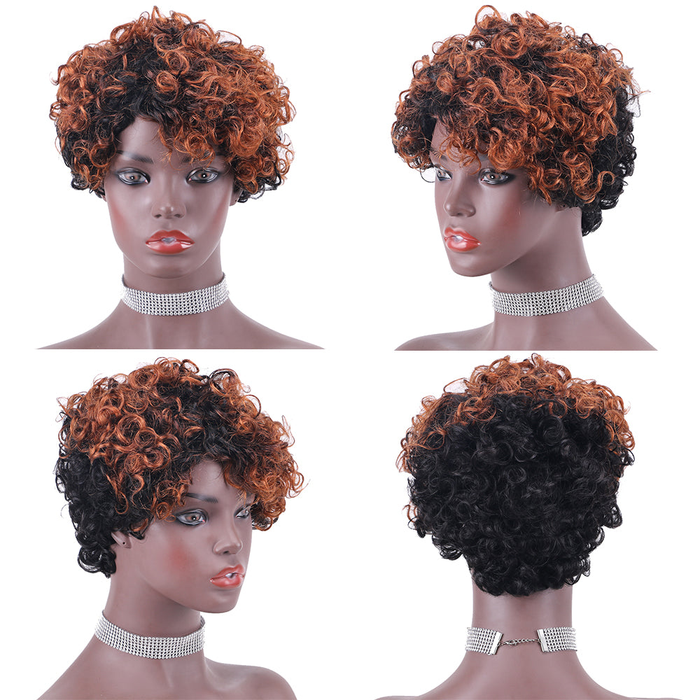 Pixie Cut wig 100%Human Hair Curl Short Wigs Layered Wigs Full Machine Made Wig item#9042