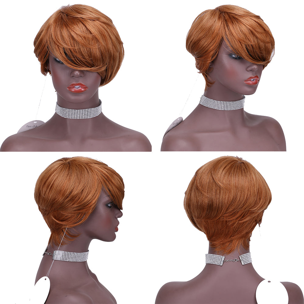 Pixie Cut wig 100%Human Hair Curl Short Wigs Layered Wigs Full Machine Made Wig item#9182