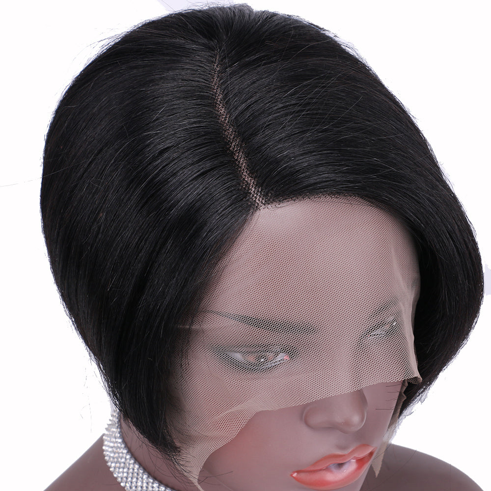 Lace Frontal Wig 13*1 T Part 100%Human Hair Right parting item#9164