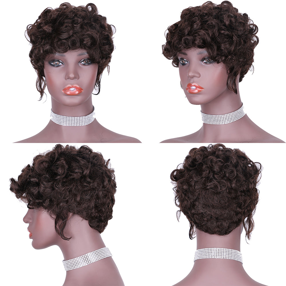 Pixie Cut wig 100%Human Hair Curl Short Wigs Layered Wigs Full Machine Made Wig item#9018