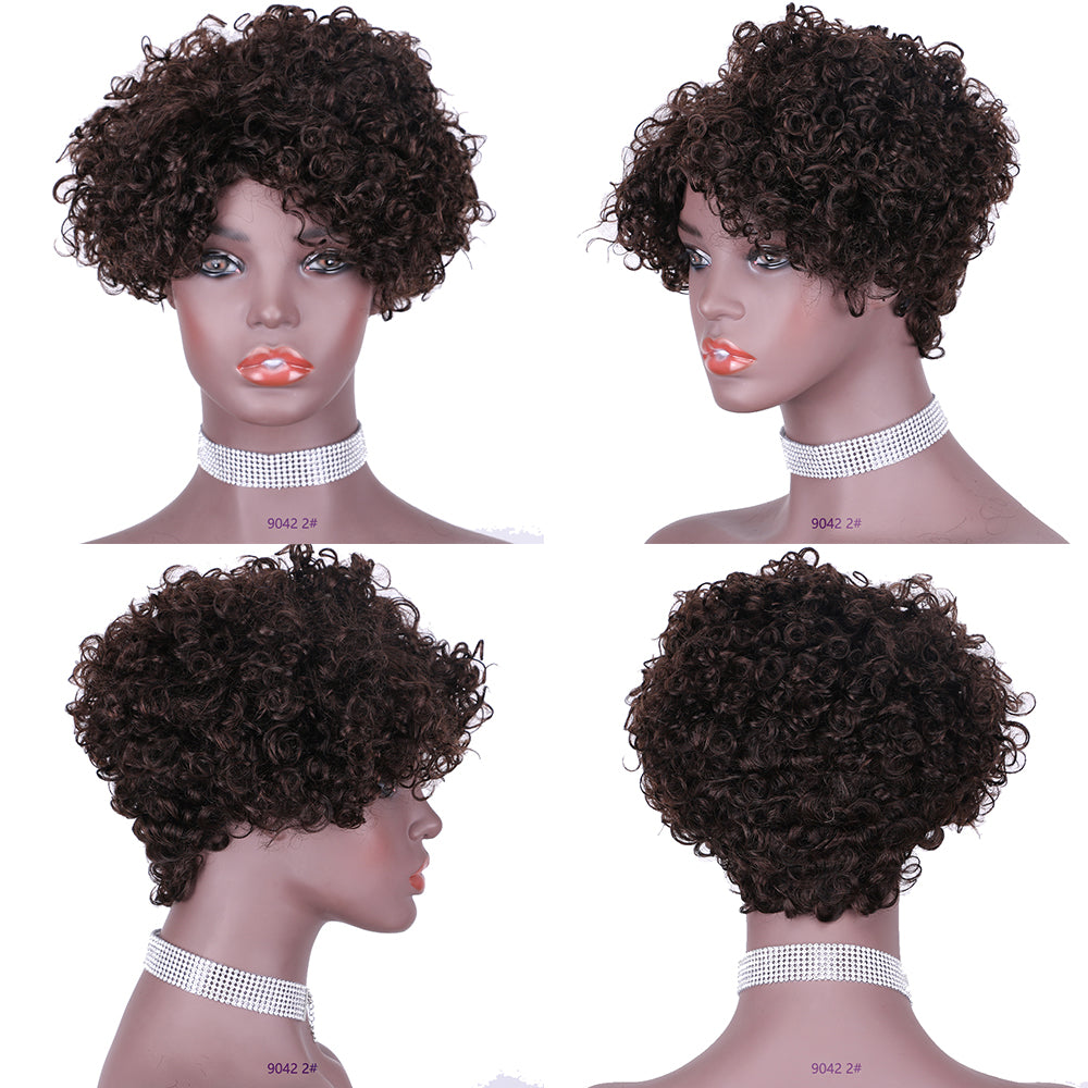 Pixie Cut wig 100%Human Hair Curl Short Wigs Layered Wigs Full Machine Made Wig item#9042