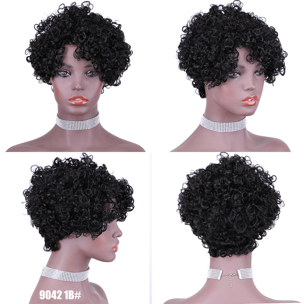 Pixie Cut wig 100%Human Hair Curl Short Wigs Layered Wigs Full Machine Made Wig item#9042