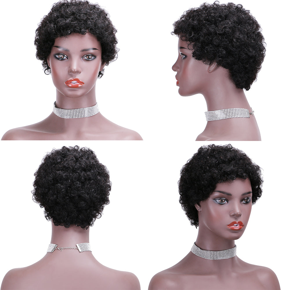 Pixie Cut wig 100%Human Hair Curl Short Wigs Layered Wigs Full Machine Made Wig item#9044