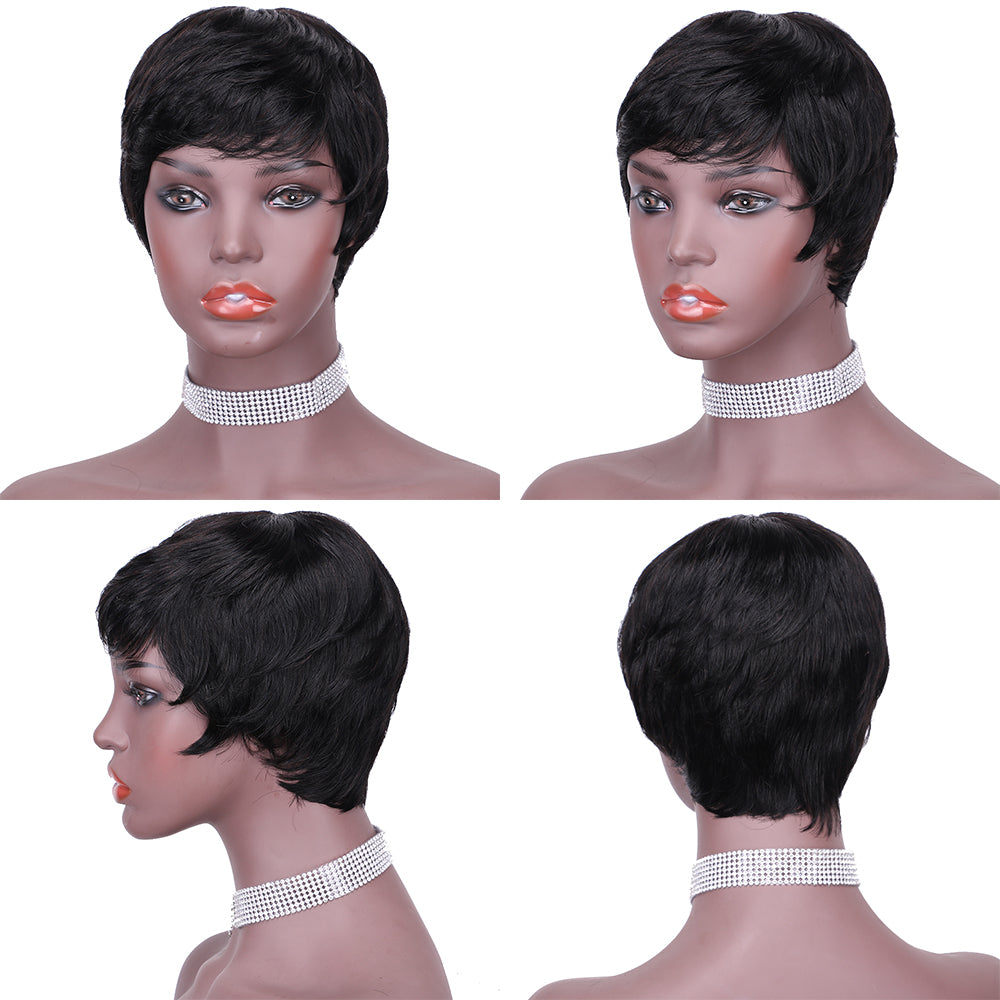 Pixie Cut wig 100%Human Hair Short Wigs Layered Wigs Full Machine Made Wig  item#9069