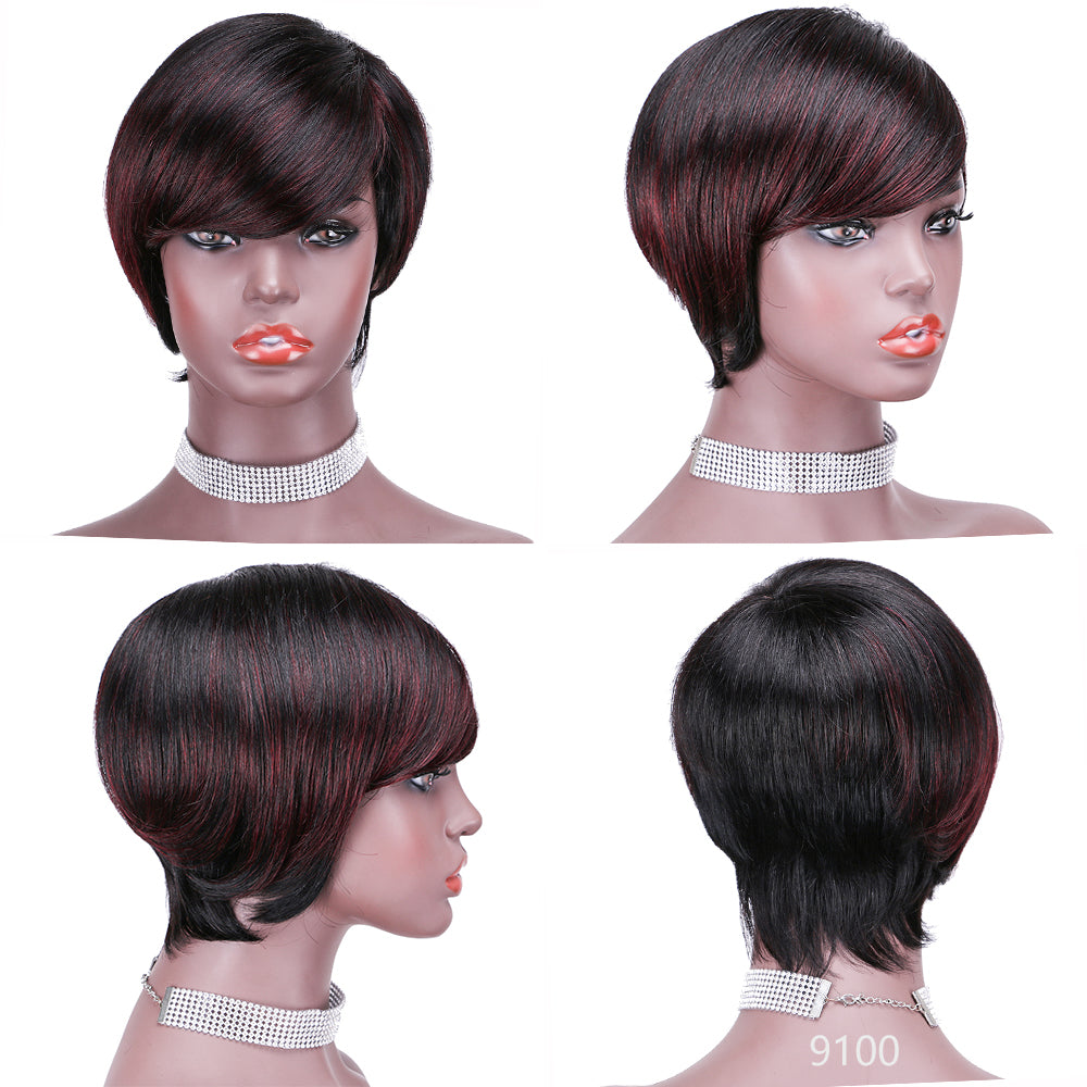 Pixie Cut wig 100%Human Hair Short Wigs Layered Wigs Full Machine Made Wig  item#9100