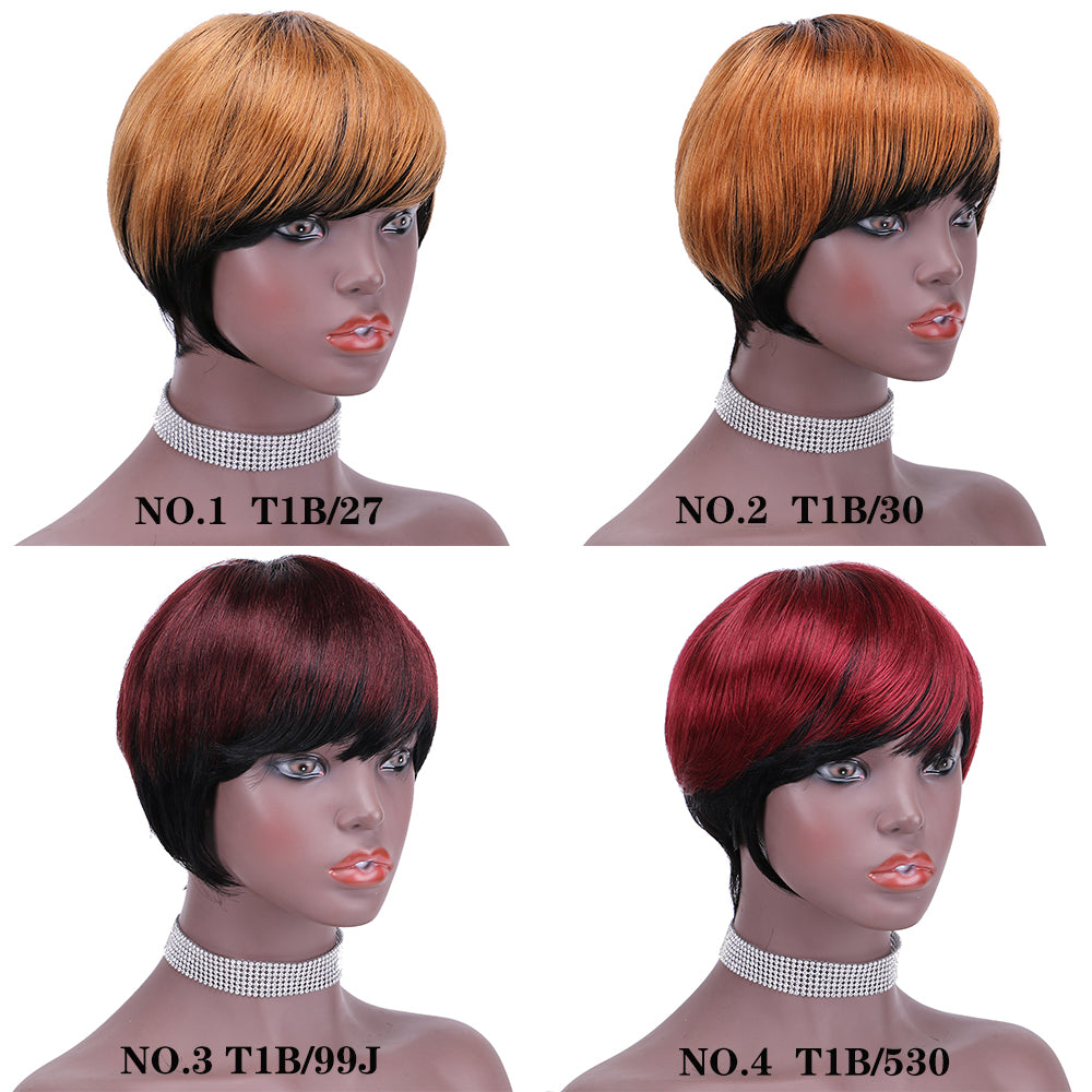 Pixie Cut wig 100%Human Hair Short Wigs Layered Wigs Full Machine Made Wig  item#9163A