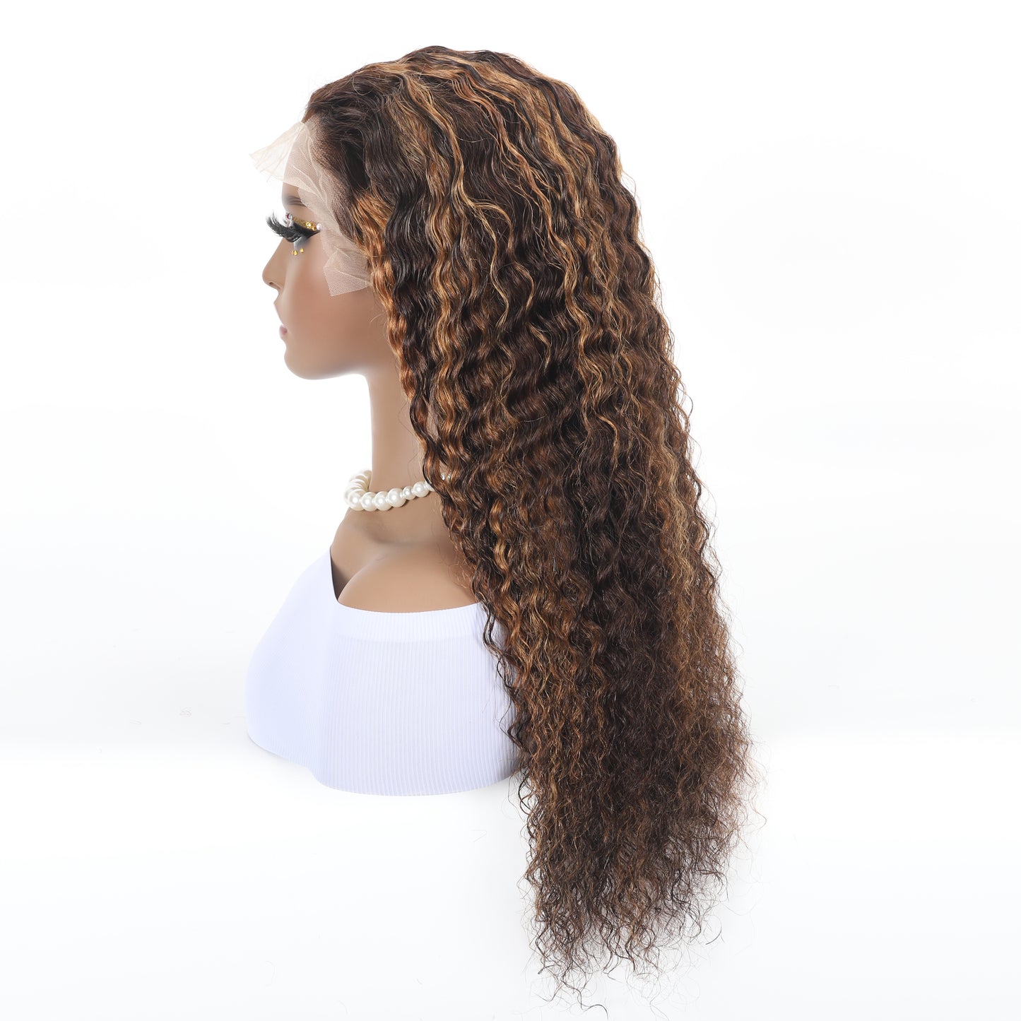 A HIGH-END Lace Frontal Wig Hand Tied 13*4 100%Virgin Remy Human Hair Bundle Wig Natural Deep Wave item#1340DW