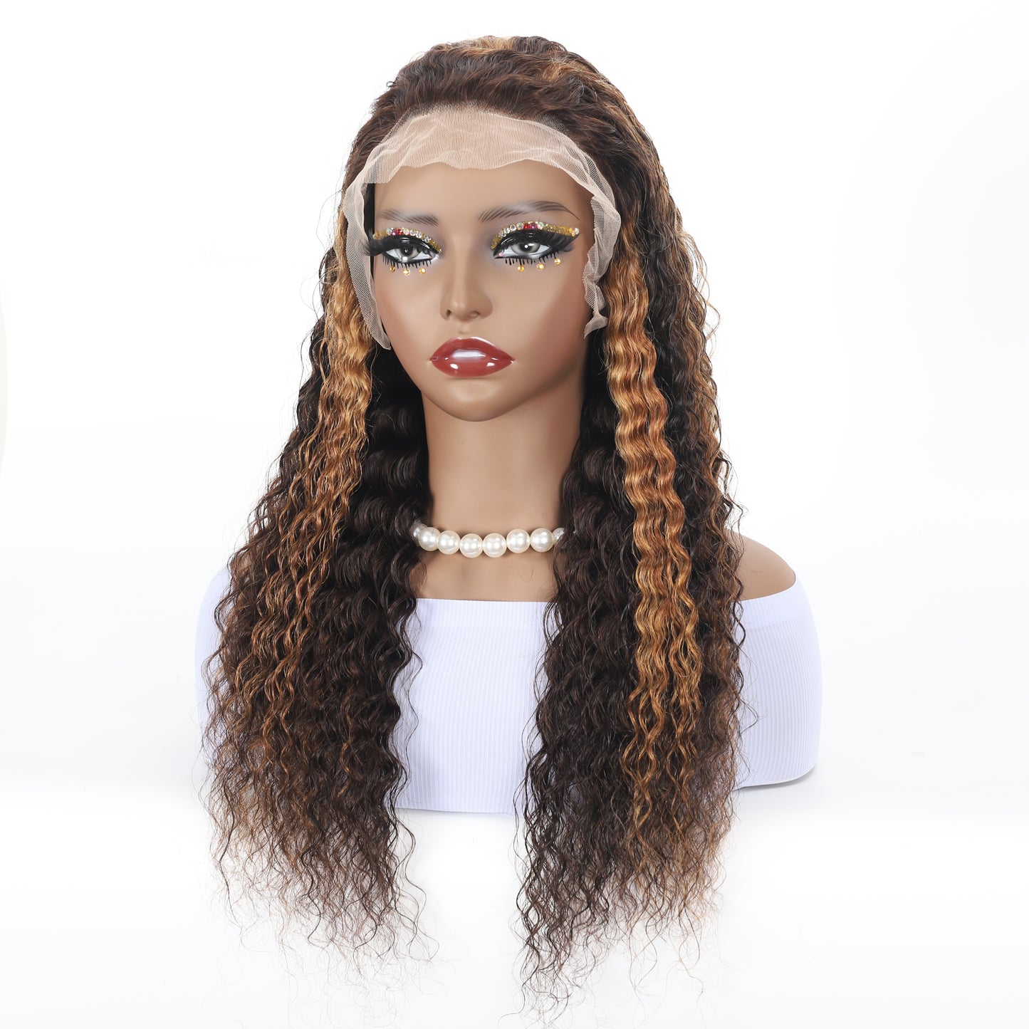 A HIGH-END Lace Frontal Wig Hand Tied 13*4 100%Virgin Remy Human Hair Bundle Wig Natural Deep Wave item#1340DW