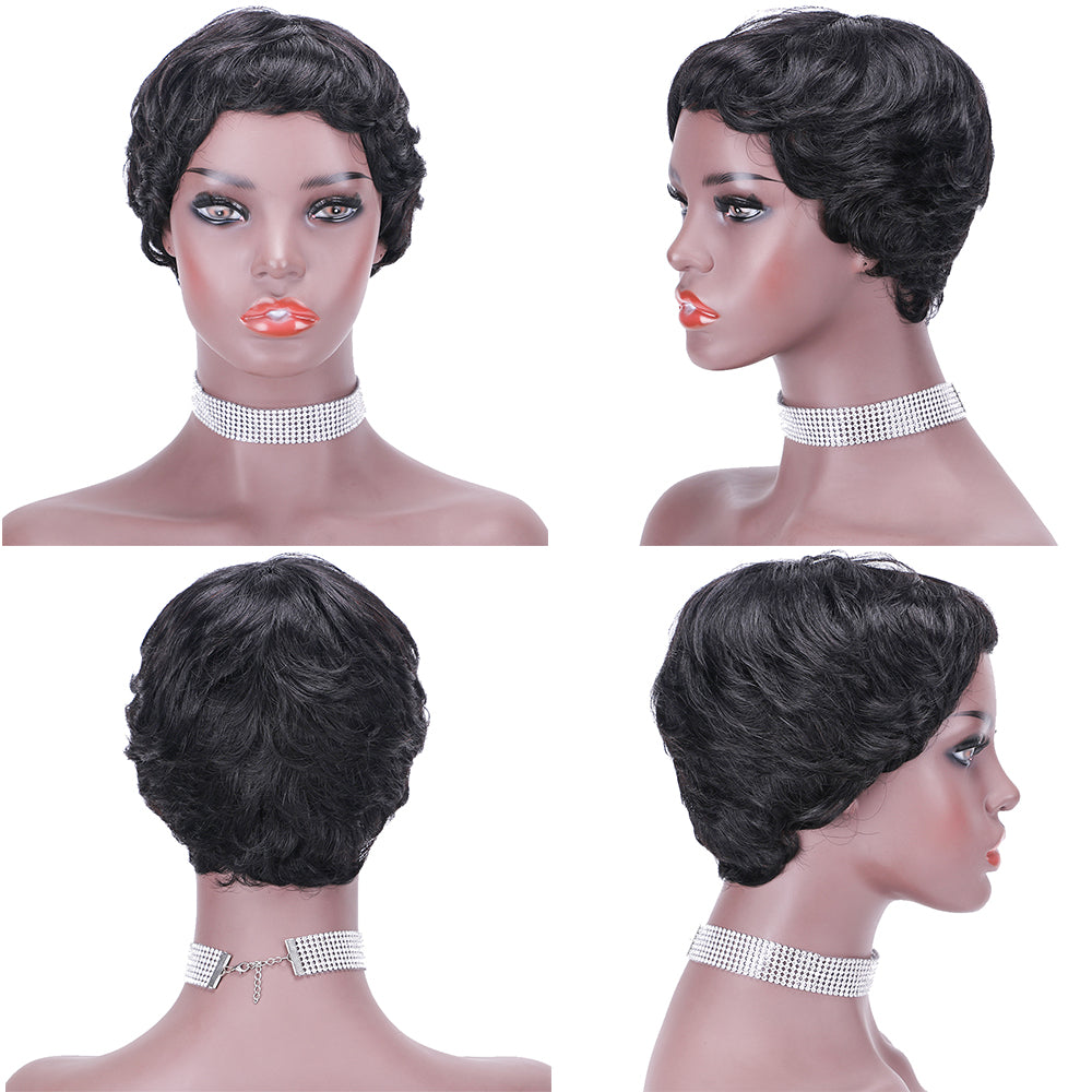 Pixie Cut wig 100%Human Hair Short Wigs Layered Wigs Full Machine Made Wig  item#9077