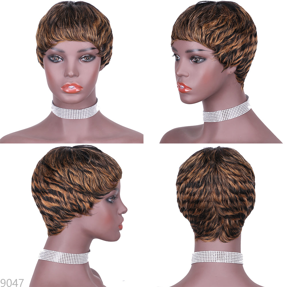 Pixie Cut wig 100%Human Hair Short Wigs Layered Wigs Full Machine Made Wig item#9047